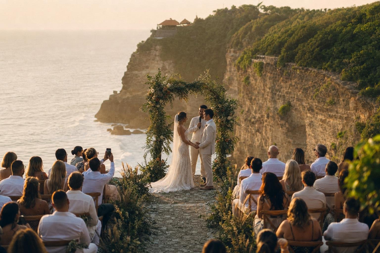 Mariage sur une falaise face à l'océan à Bali