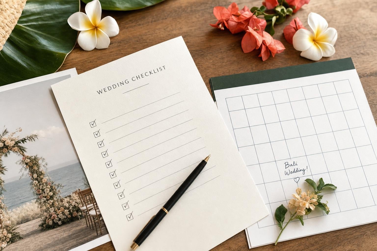Checklist mariage à Bali mois par mois