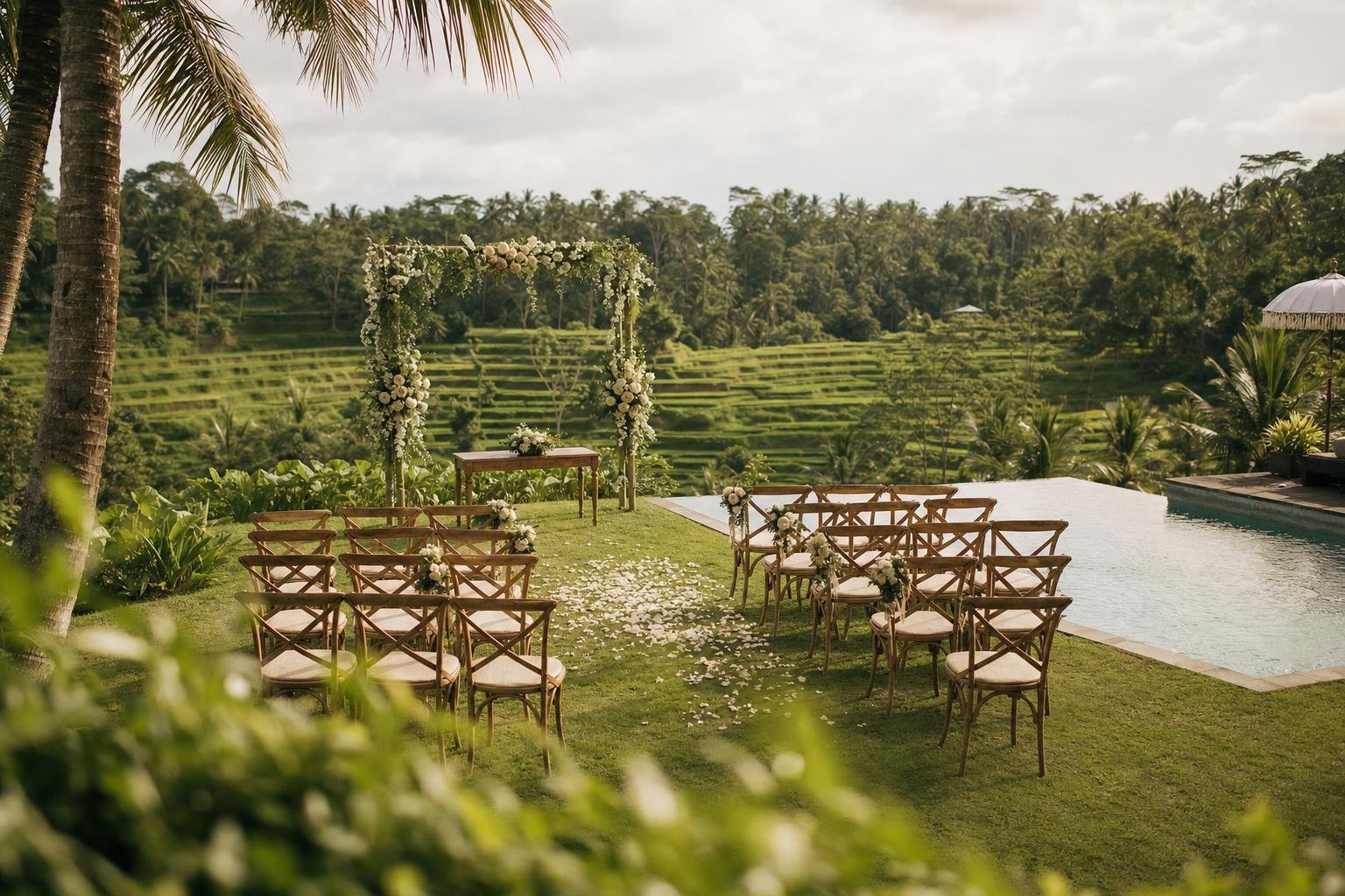 Villa de mariage à Bali surplombant les rizières